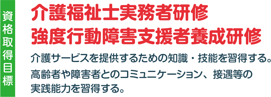 介護サービスを提供するための知識・技能を習得する。